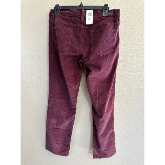 NWT Calvin Klein Womens Power Stretch Corduroy Pants Straight Leg Burgundy 12 - Picture 2 of 6